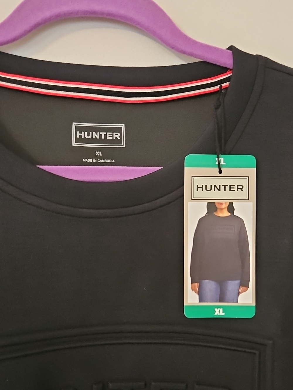 NEW! Hunter Black Embossed Logo Sweatshirt Size XL - Picture 6 of 8